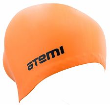 Шапочка для плавания Atemi, силикон, д/длин.волос,оранж, LC-08