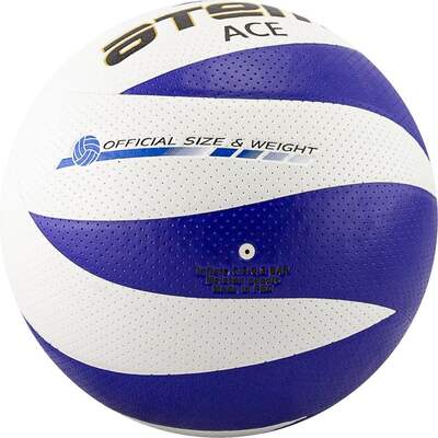 Мяч волейбольный Atemi, ACE, синтетическая кожа PVC, бел/син 12 панелей