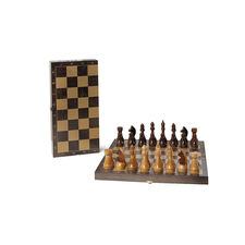 Шахматы гроссмейстерские деревянные с малой деревянной черной доской, рисунок золото 