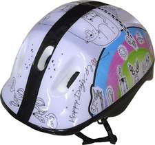 Шлем защитный подростковый ATEMI, аквапринт Зверушки, размер окруж (52-54 см), М (6-12 лет), AKH06GM
