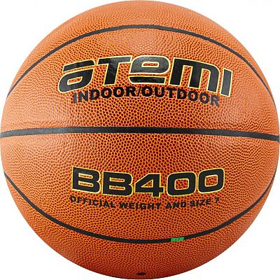 Мяч баскетбольный Atemi, р.5, синтетическая кожа ПУ, 8 панелей, BB400(оранжевый)
