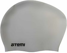 Шапочка для плавания Atemi,силикон, д/длин.волос, сер, LC-05