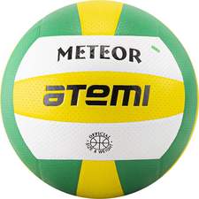 Мяч волейбольный Atemi METEOR, синтетическая кожа PVC, 18 п., зел.-жёлт.-бел.
