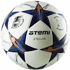 Мяч футбольный Atemi, STELLAR PU, бел/син/оранж., р.5, Thermo mould (б/швов) 
