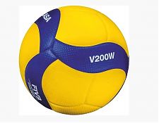 Мяч вол. MIKASA V200W, р.5, оф.мяч FIVB, FIVB Appr, синт.кожа (микрофиб), 18пан, клееный, желт-син 