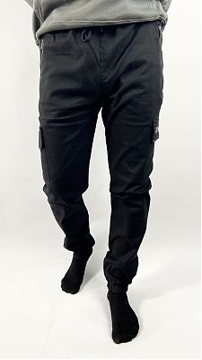Спортивные мужские брюки, джинсовая ткань (46, черный) X2XU46