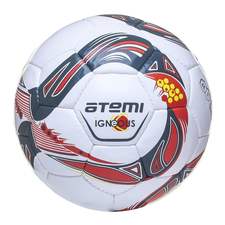 Мяч футбольный Atemi IGNEOUS, PU/PVC 1.3mm, бел/серый/оранж, р.5 , р/ш, 32 п , окруж 68-70