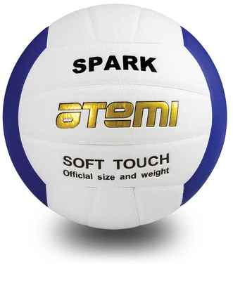 Мяч волейбольный Atemi, SPARK, синтетическая кожа Microfiber, бел/син.